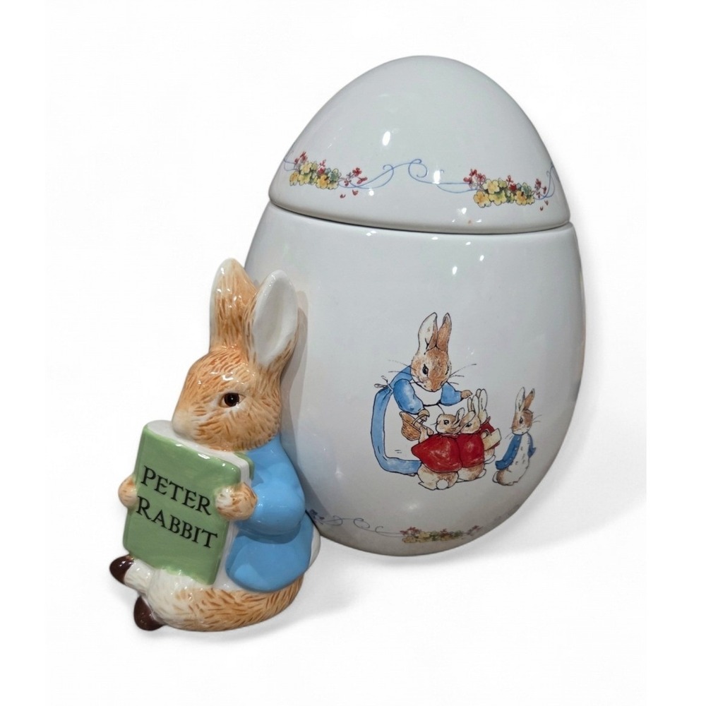 Peter Rabbit Beatrix Potter Easter Egg Ceramic Canister Teleflora 2008